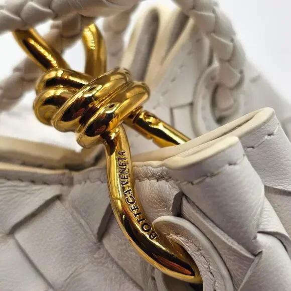 Bottega Veneta Andiamo Parachute Intrecciato Leather Shoulder Bag White - $4500 - Picture 4 of 6